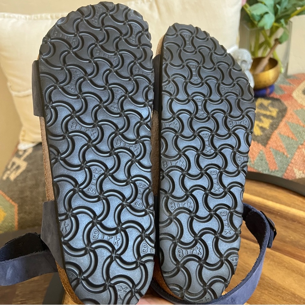 Birkenstock Unisex Blue Leather Double Ankle Strap Comfort Shoes 39 M6 L8 - Picture 8 of 8